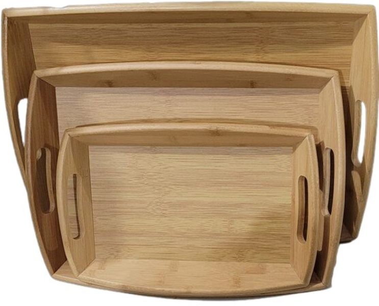 3 Pieces Bamboo Serving Tray Set