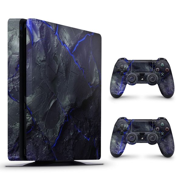Decal Skin Compatible with PS4 Slim - Carbon Rock Glow Yellow (Decal Only)