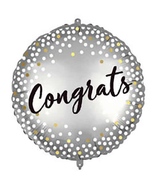 18 Inch Air-Helium Foil Balloon Congrats Metal Spots