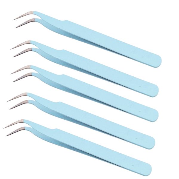 Tool DIY &amp; Beauty Tweezers Set - 5 Curved &amp; Straight for Crafts &amp; Care