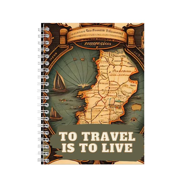 To Live A5 Notebook Spiral and Lined with Travel Graphic Notepad Present103