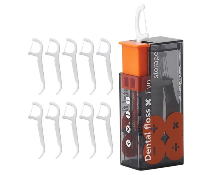 Compact Automatic Floss Pick Dispenser With 10 Disposable Dental Sticks