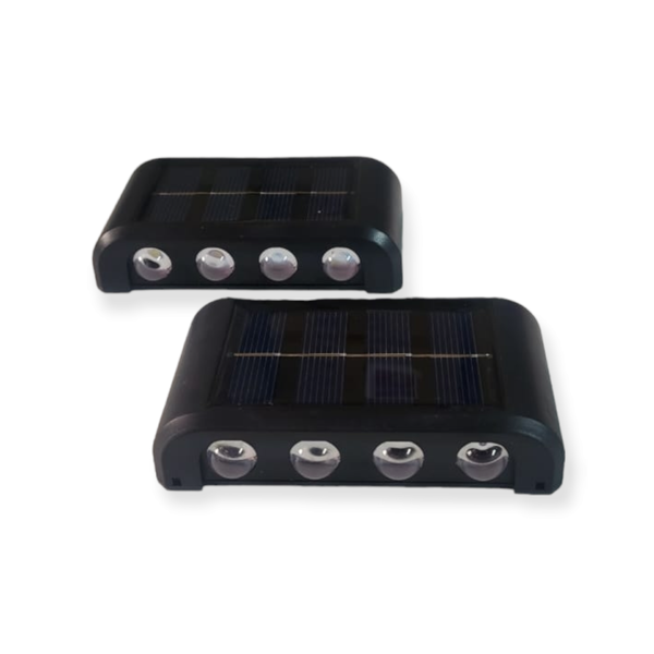 Solar Powered Wall Lamp Up and Down LED Light Garden Yard 8LED 2Pieces