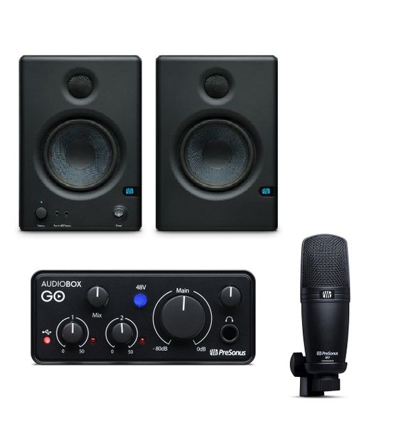 PreSonus Audiobox GO with M7 Microphone and Eris E4.5 Studio Monitors