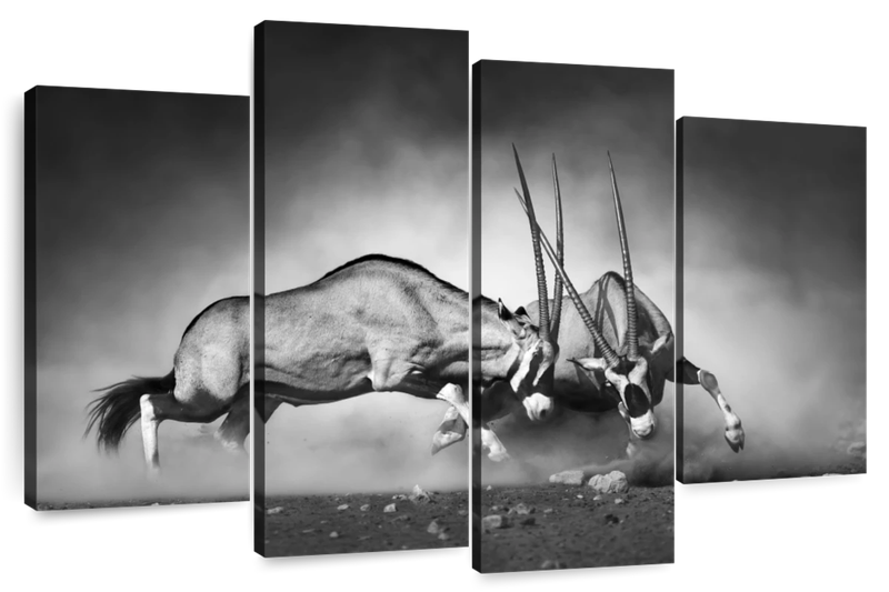 Canvas Art - Wildlife Combat 4 Piece Canvas Wall Art For Living Bedroom