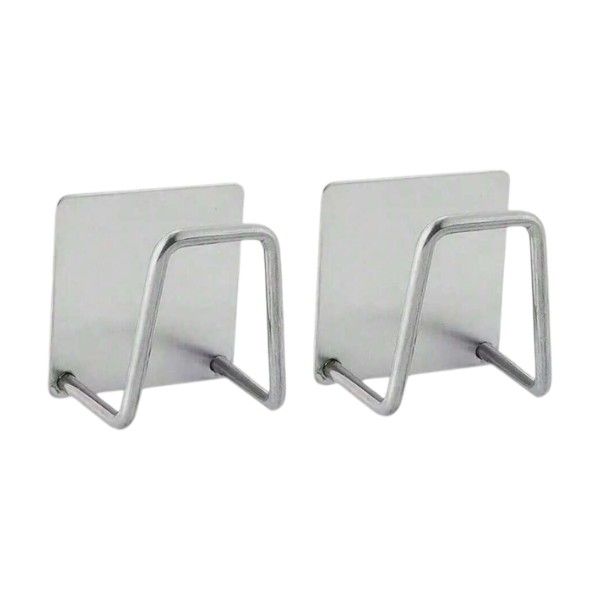 2 Piece - Stainless Steel Punch-Free Kitchen Sponge Holder - Silver