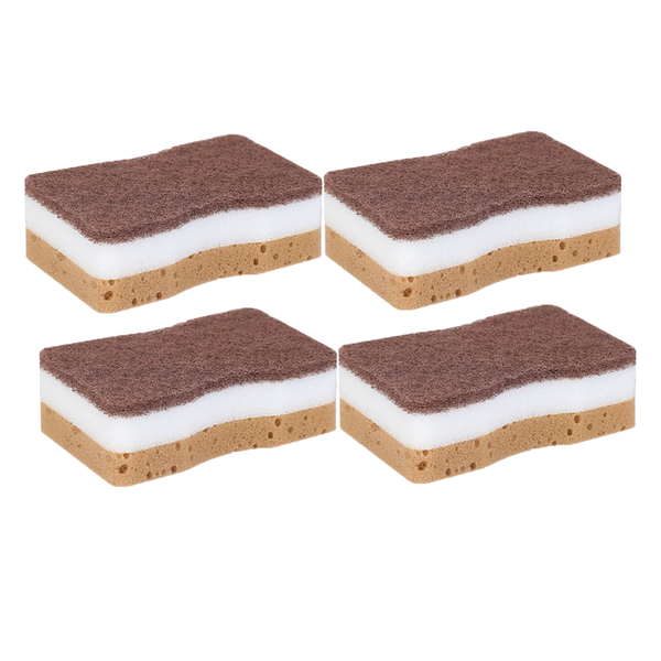 Three Layer Brown Sponge Dishwashing and Cleaning Cloth