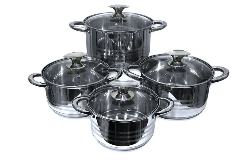 8pc Stainless Steel Pot Set Kitchen Essentials