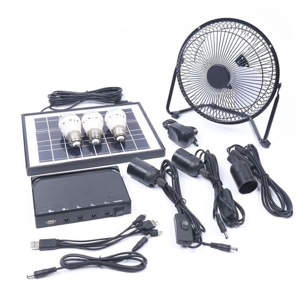 Mini Solar Lighting Kit Indoor 5W Dc Fan