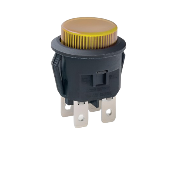 LC2107KYET3B 23mm DPST Latching Yellow Push Button Switch with 12V Lamp