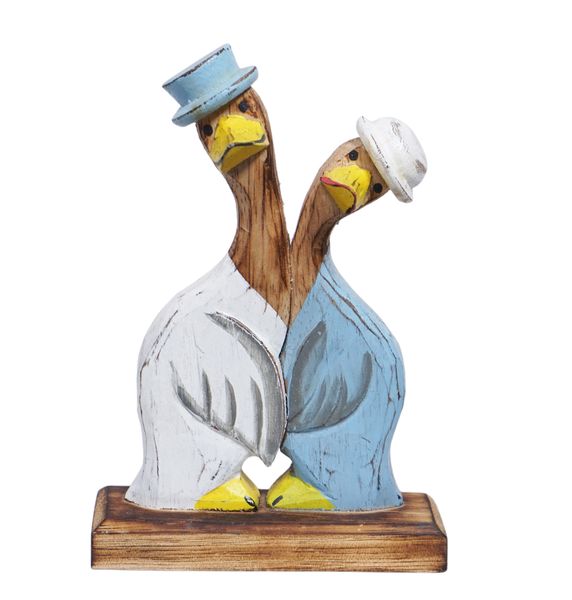 Duck Ornament Wood - Ducks Loving 20cm