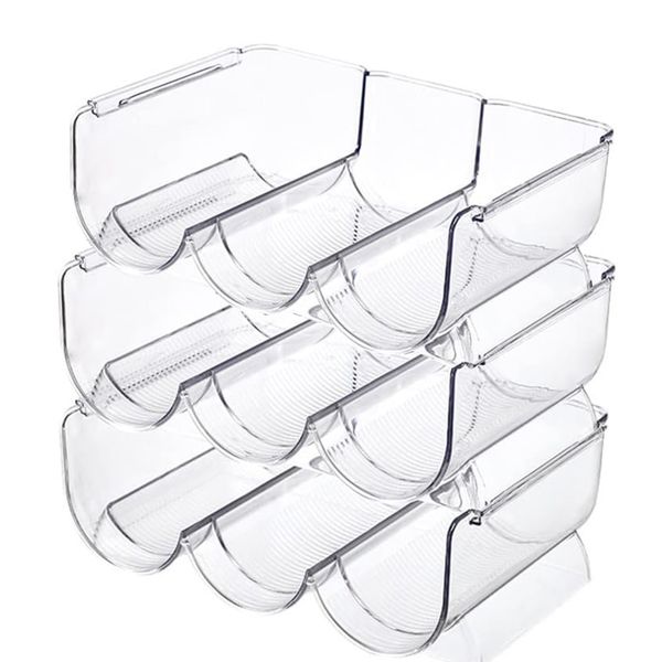 3PCS Stackable Clear Refrigerator Wine Holder Wine Bottle Rack Storage