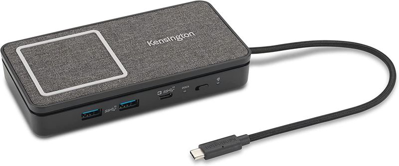 Kensington Mobile Dock USB-C Dual HDMI 4K Portable Docking Station with Qi Charging - Black
