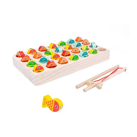 Wooden Magnetic Fishing Game Toy Set for Toddlers and Kids