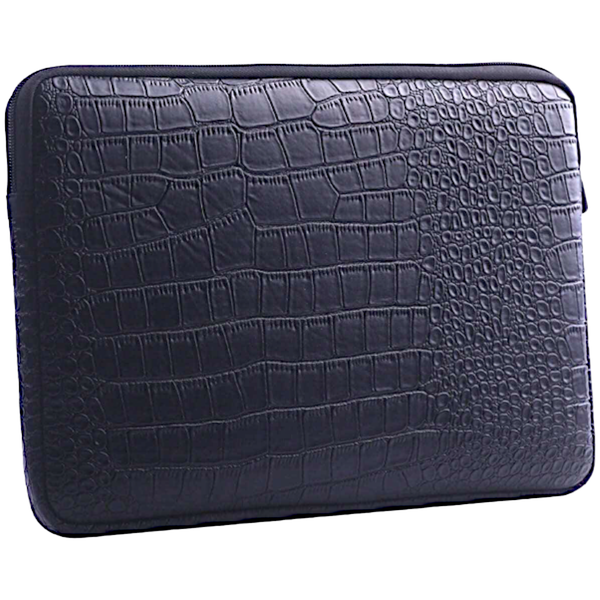 Black - Laptop Bag with Croc &amp; Snake Feel - 13 to 13.9 Inch