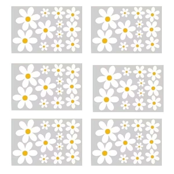 Self-Adhesive PVC White Daisy Flower Wall Stickers