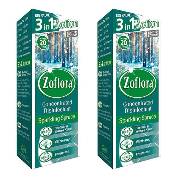 Zoflora Concentrated Disinfectant-Sparkling Spruce-3 in 1 Action -500ml x 2