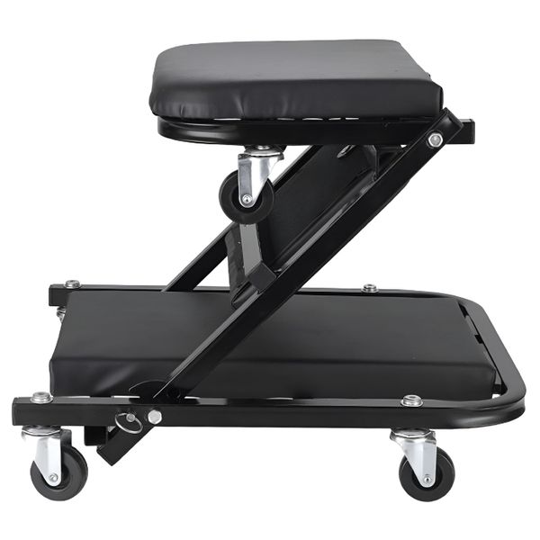 42cm Foldable Z Shape Metal Frame Mechanic Garage Creeper Stool - Black