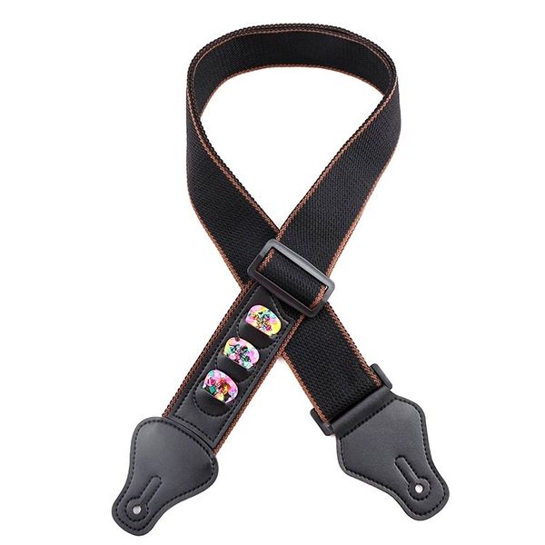 Guitar Strap for Electric Guitars and Bass Guitars with 3 Picks Pockets