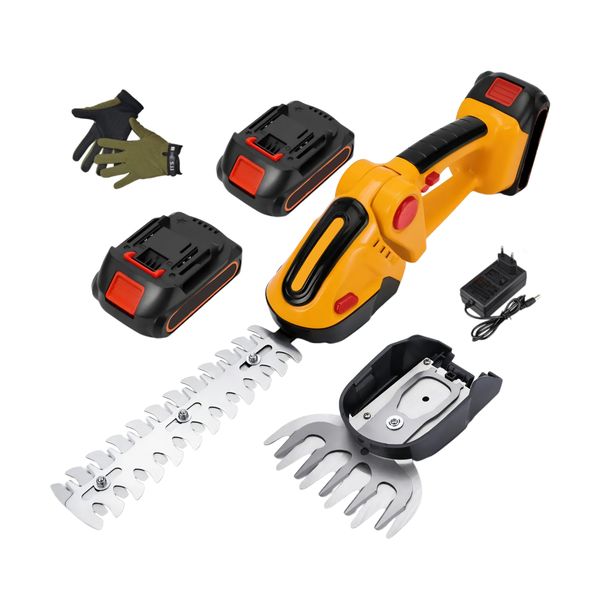 Mini Cordless Hedge Trimmer With Detachable Blades, Batteries &amp; Gloves