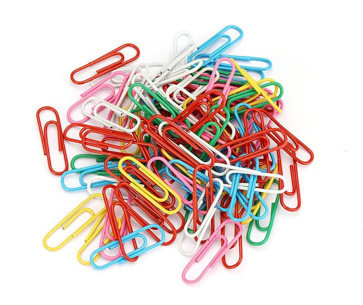 DL Office 100PCS 33mm Paperclips Plastic-Coated Metal - Assorted Coloured