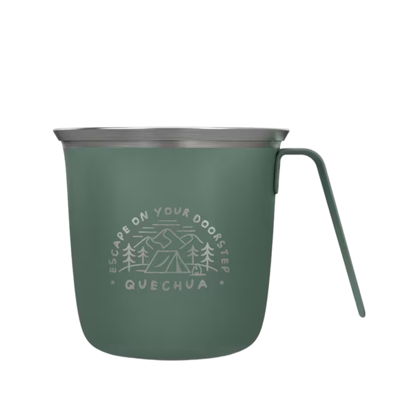 Quechua 0.3L Stainless Steel Cup 500 for Camping &amp; Hiking - Green
