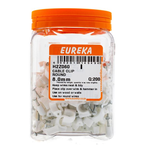 EUREKA Cable Clip Round White 8mm Q:200 H2Z060