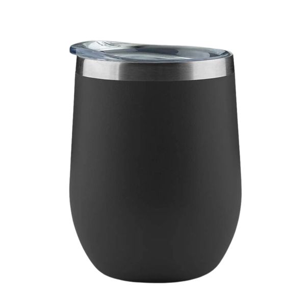 Wine Tumbler Double Wall Vacuum Stainless Steel Travel Mug with Lid -Black