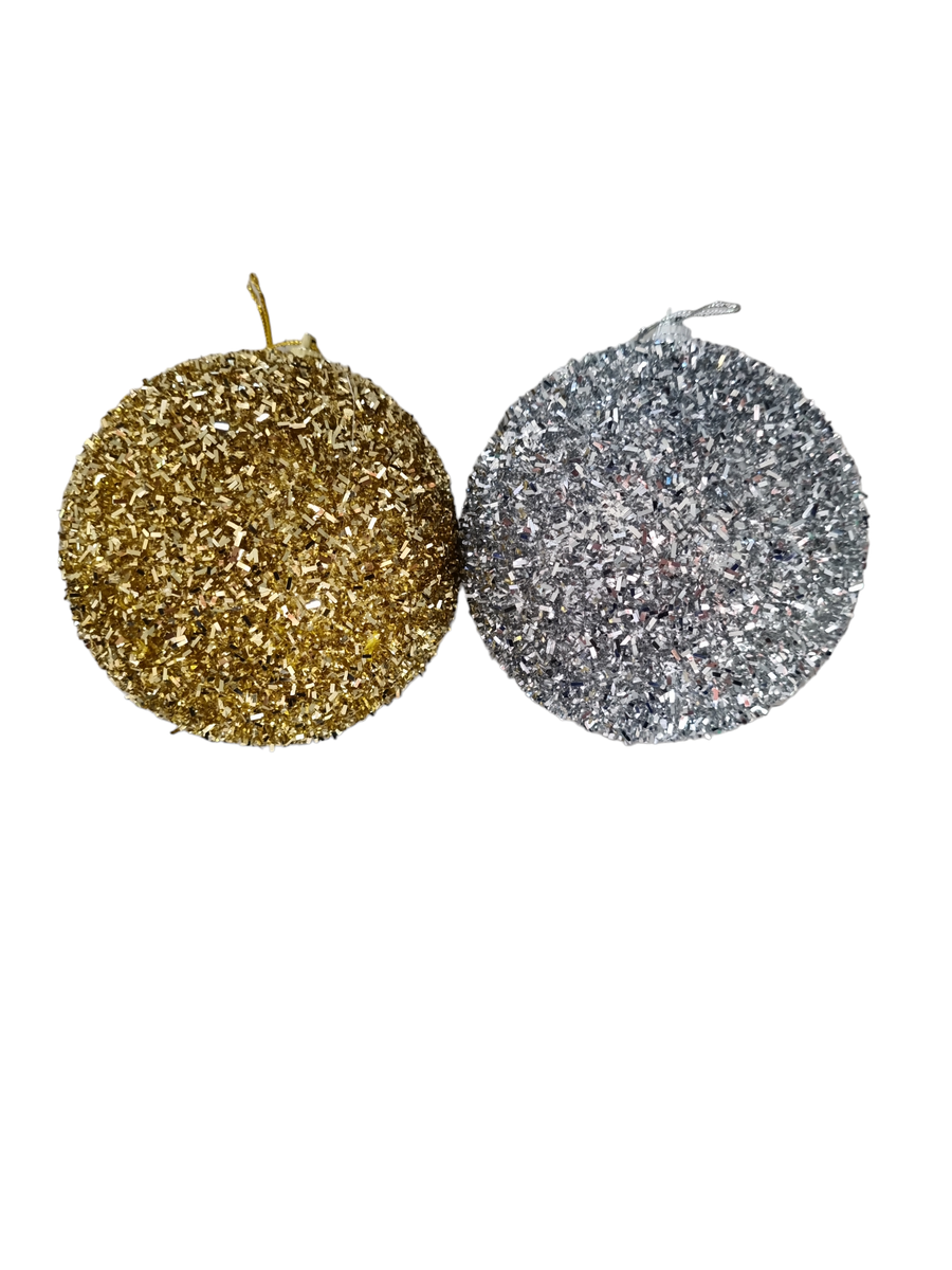 1 Pack 2 Decorative Gold and Silver Christmas Tree baubles