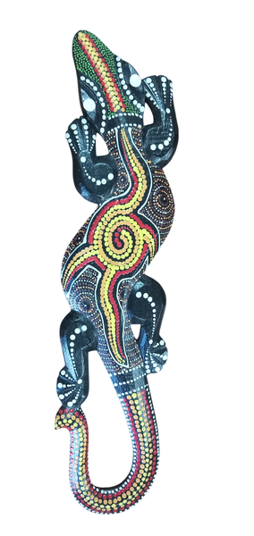 Hand Painted Wooden Gecko Dots Decor - 50cm