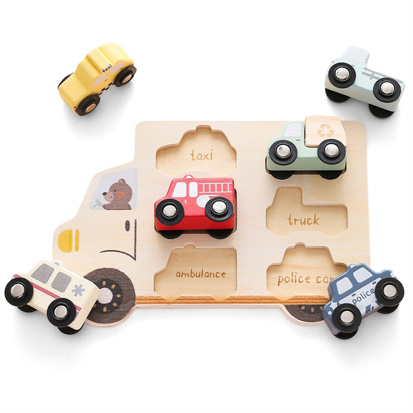 Car Kids Montessori 3D Wood Puzzle Matching Toy Children Gift
