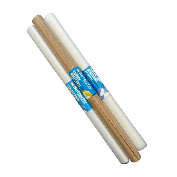 Clear Plastic Book Covering 3m (2 Rolls) &amp; Brown Kraft Roll 5m Value Pack