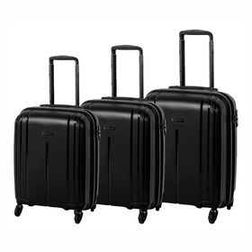 Cellini Qwest 4 Wheel 3 Piece Trolley Luggage Bag Set - Black | Shop
