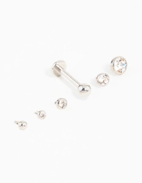 Lovisa Surgical Steel Cubic Zirconia Flat Back Pack