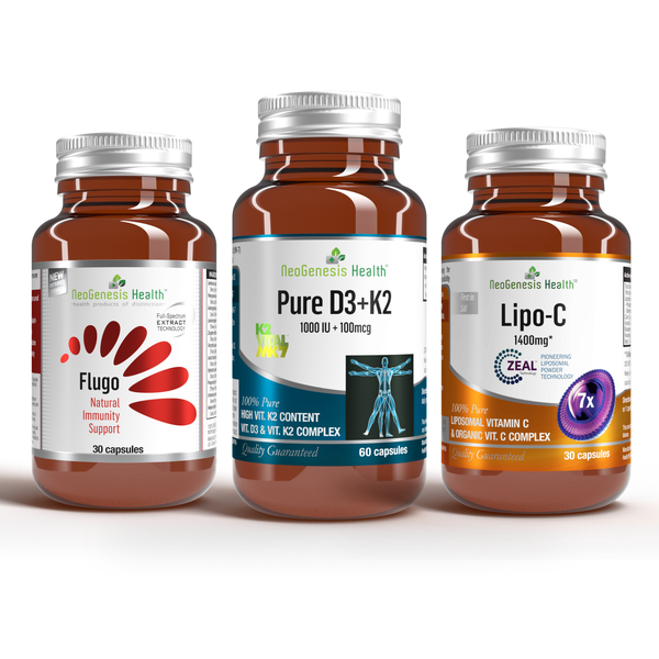 Immune Defense Trio: Pure Vitamin D3 and K2| Flugo | Liposomal Vitamin C