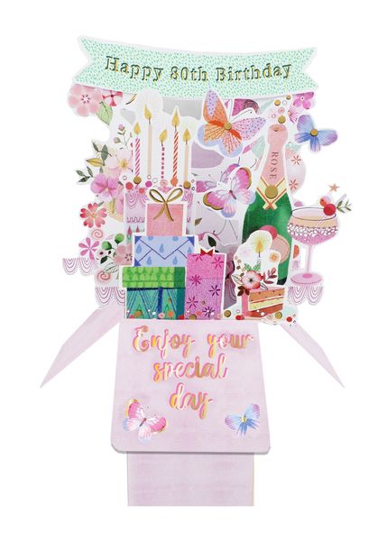 Clever Cubes 3D Pop-up card - 80th Fem Birthday