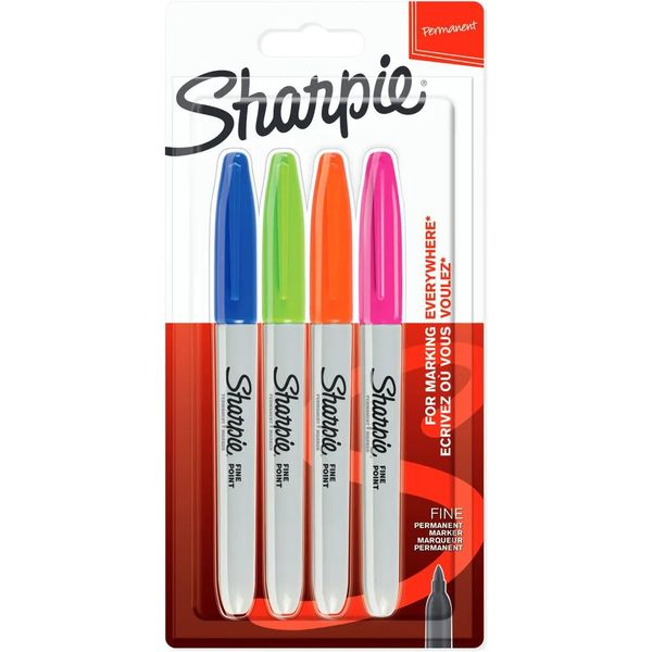 Sharpie Fine Permanent Markers Fun Carded - Pack 4 (NS2065403)