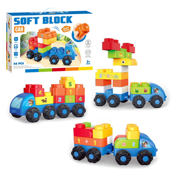 Soft Block Car Set - 56-Piece