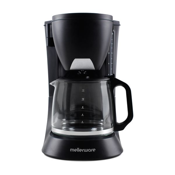 Mellerware Coffee Maker Drip Filter Plastic Black 12Cup 680W "Treviso