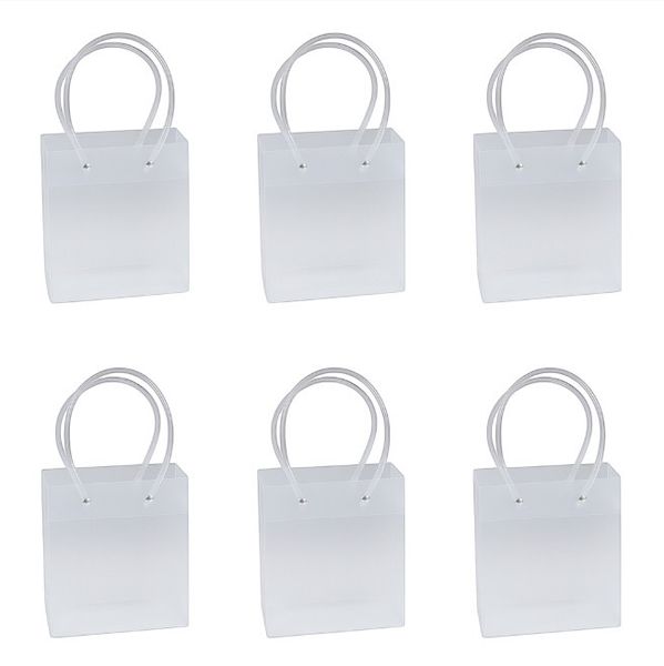 6 Pack - Modern Frosted Design Customizable Gift Bag - Transparent
