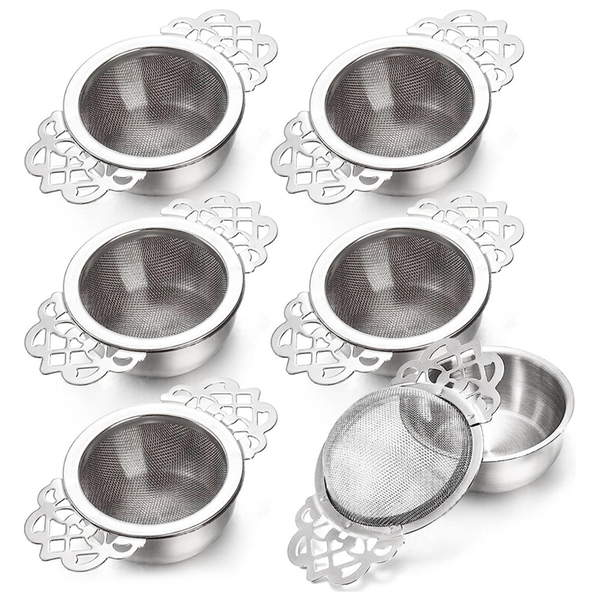 6Pack Tea Strainers With Drip Bowl 2 5 Inch Tea Filters