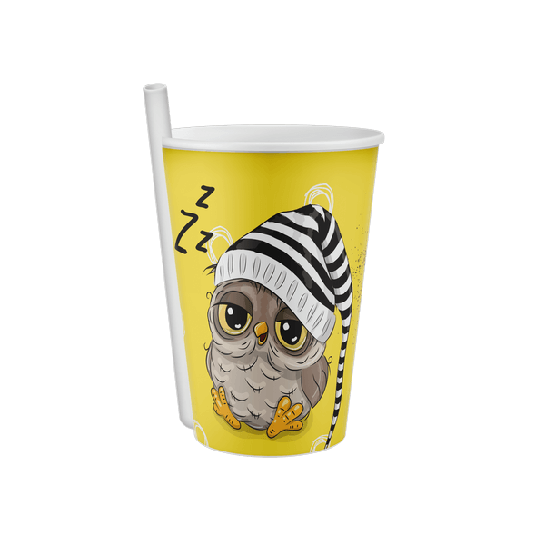 Yellow Plastic Drinking Tumbler With Straw 4 Pack