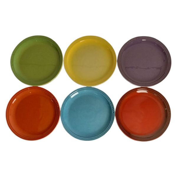 Set of 6 Rainbow Tea Plates - 23cm