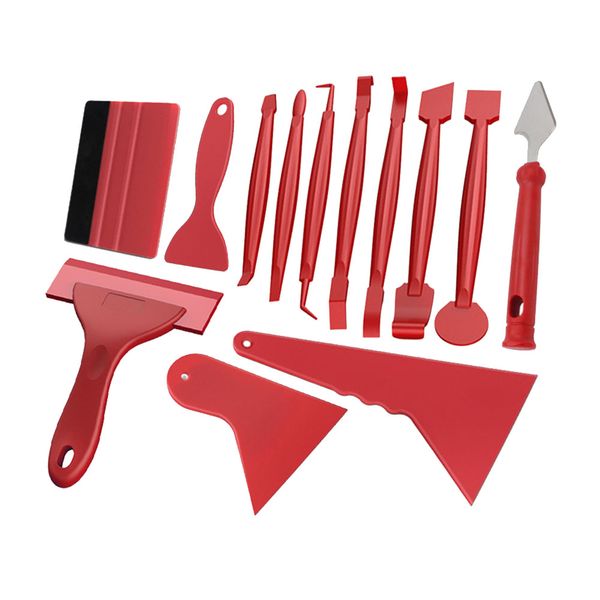 13 Pieces Car Vinyl Wrap Film Tools Squeegee Scrapers Kit - Red