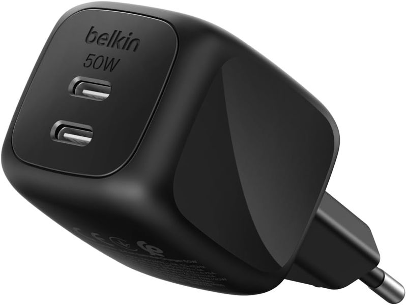 Belkin - 2-Port 50 Watt Dual USB-C Wall Charger - Black
