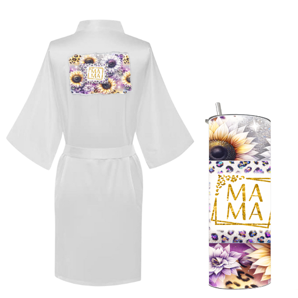 Mom Printed Summer Gown with Tumbler-Purple MAMA