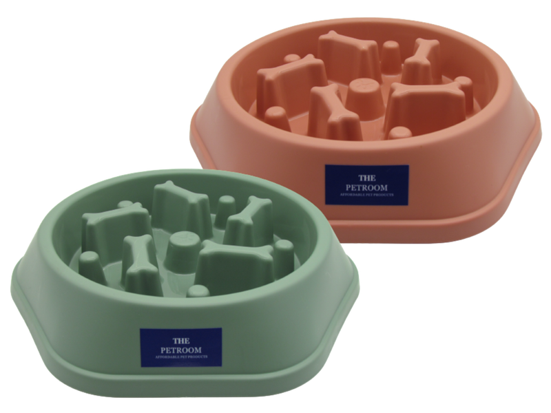 Pack of 2 - Slow Eating Bowl Feeder For Pets - Peach/Green