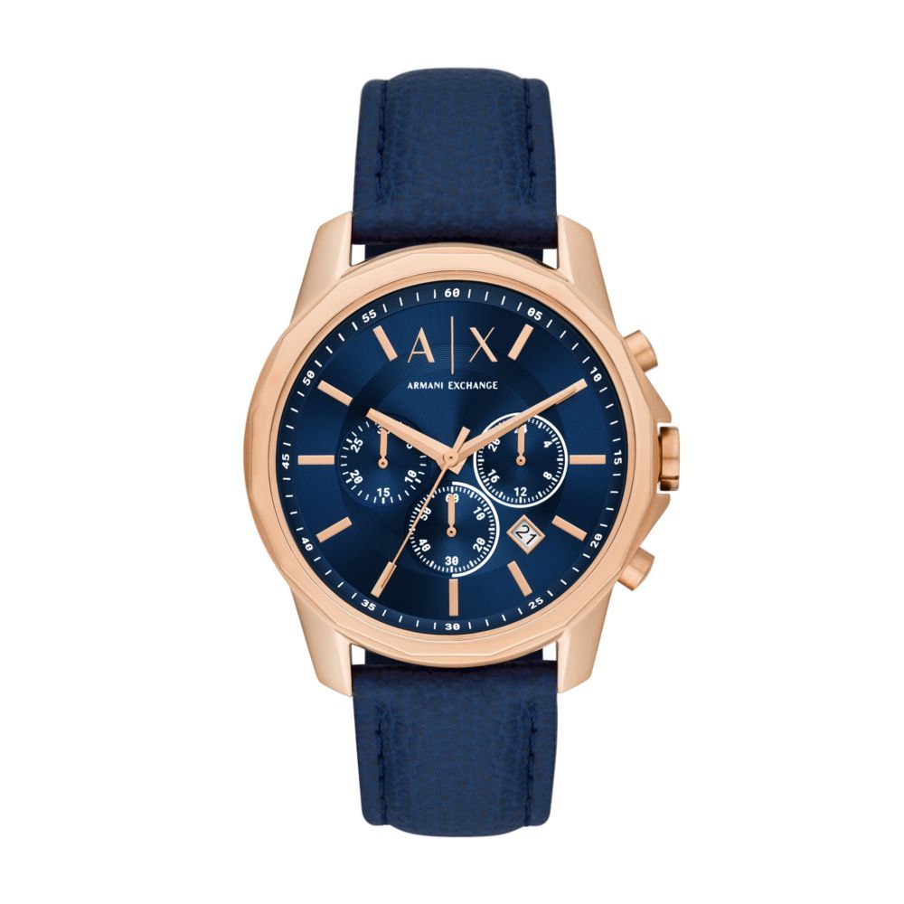 Armani Exchange Chronograph Blue Leather Watch - AX1723 | Buy Online in ...