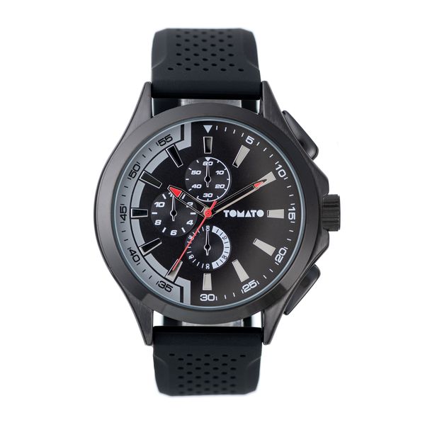 Tomato Watch, Gents, 46mm Case, Black Dial, Black Silicone Strap