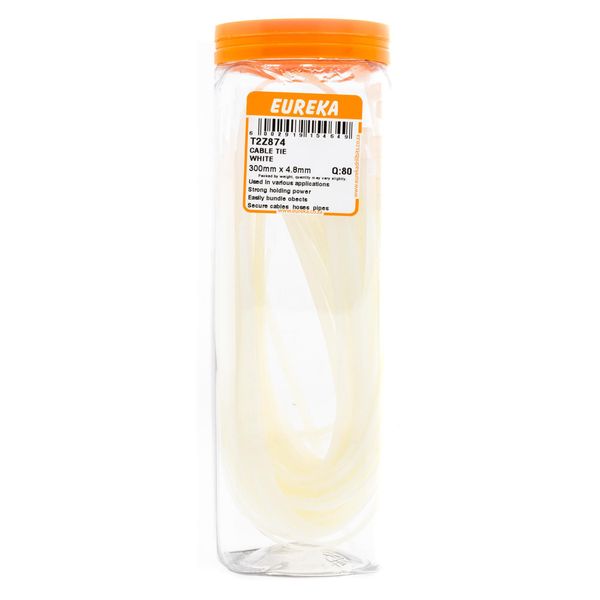 EUREKA Cable Tie White 300mm x 4.8mm Q:80 T2Z874